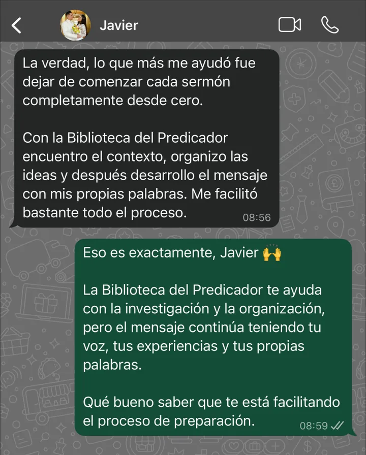 Javier: dejé de comenzar cada sermón completamente desde cero